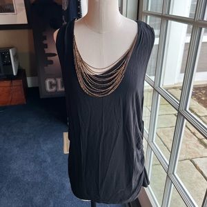 NWT Willi Smith black tank with attached necklace. Size XL